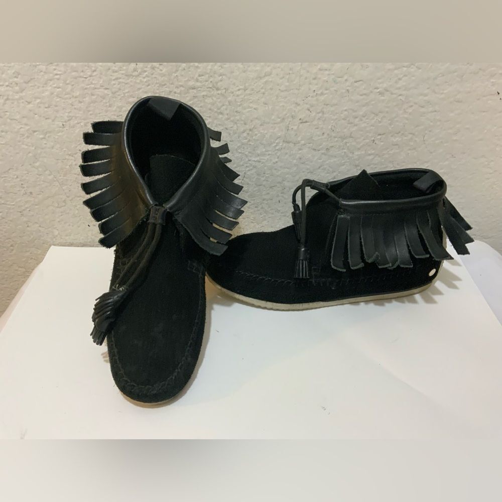Rag & Bone Ghita black fringe moccasin (US 8/38)